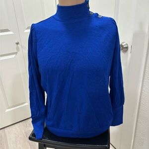 NWT Banana Republic Long Sleeve Royal Blue Knit Top Small Petite